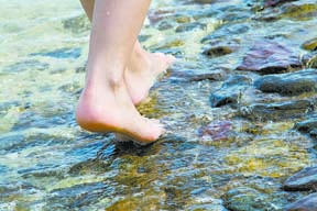 stepping in river